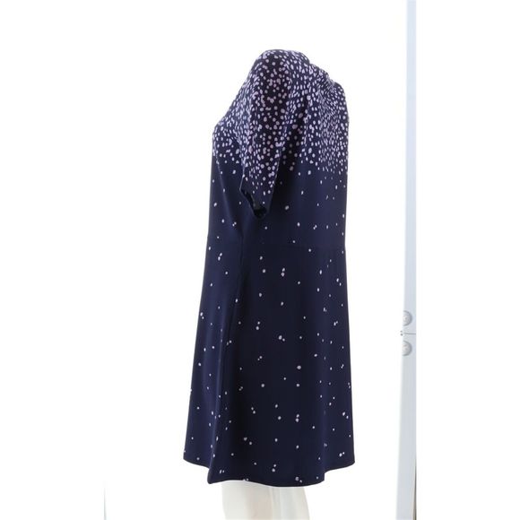 Isaac Mizrahi Scattered Dot Fit Flare Dress Dark Navy A395256A - Picture 4 of 9